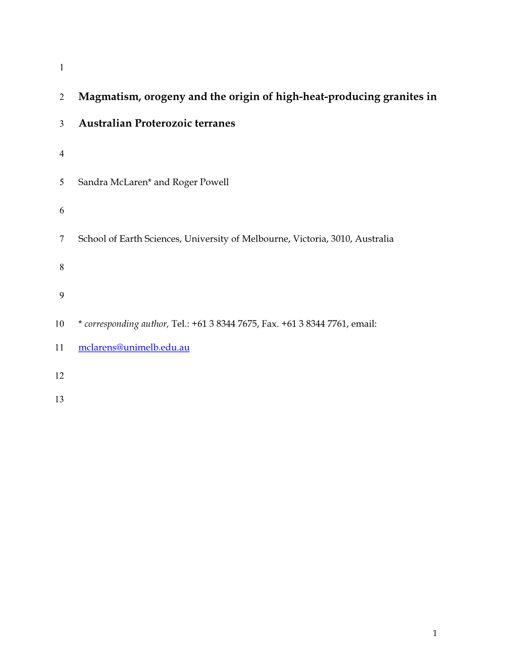 Magmatism, Orogeny and the Origin of High-Heat-Producing Granites In