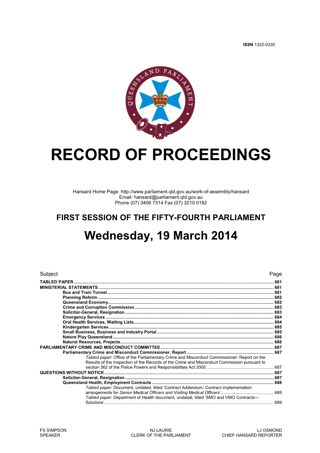 Record of Proceedings