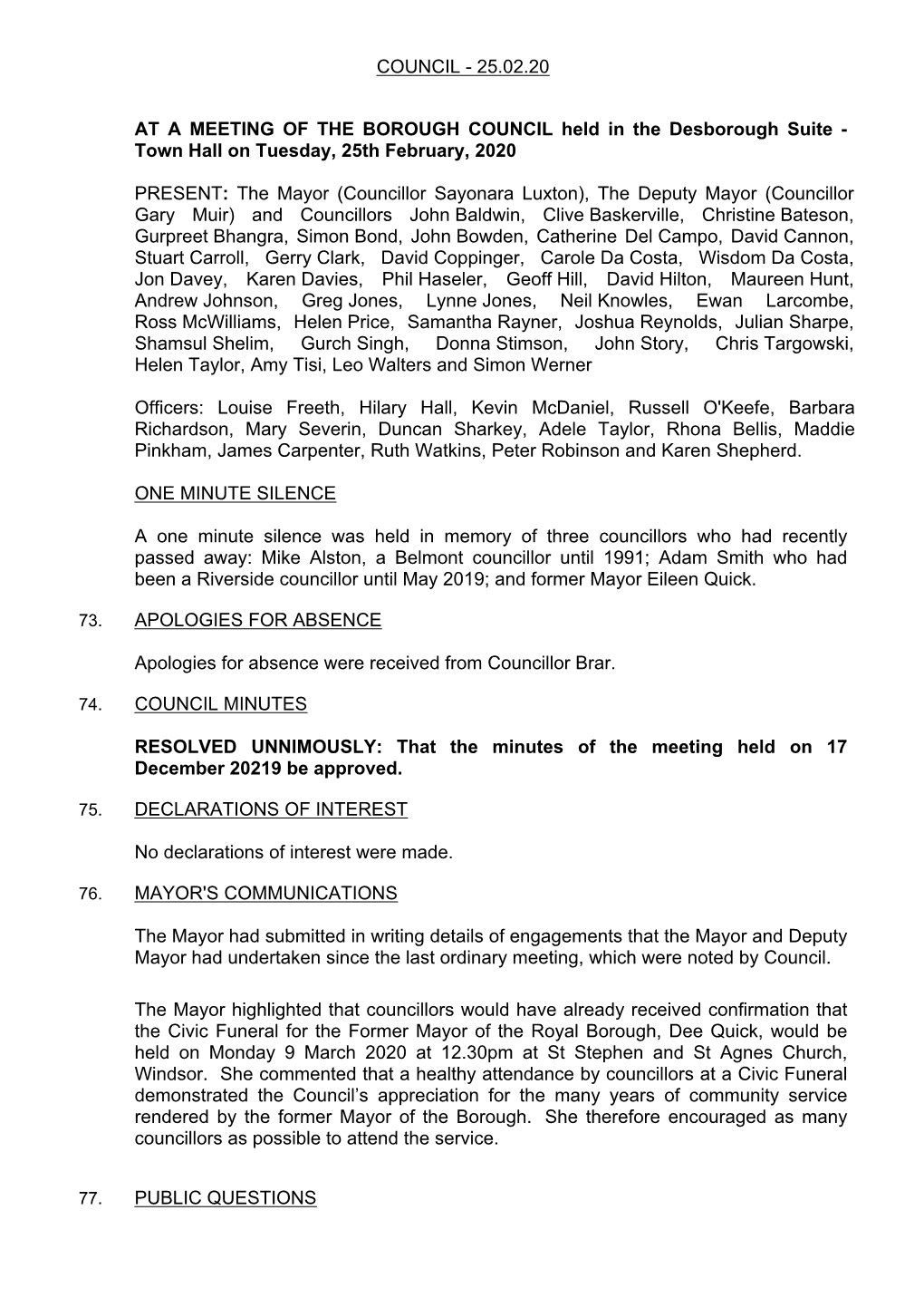 Council Minutes PDF 424 KB