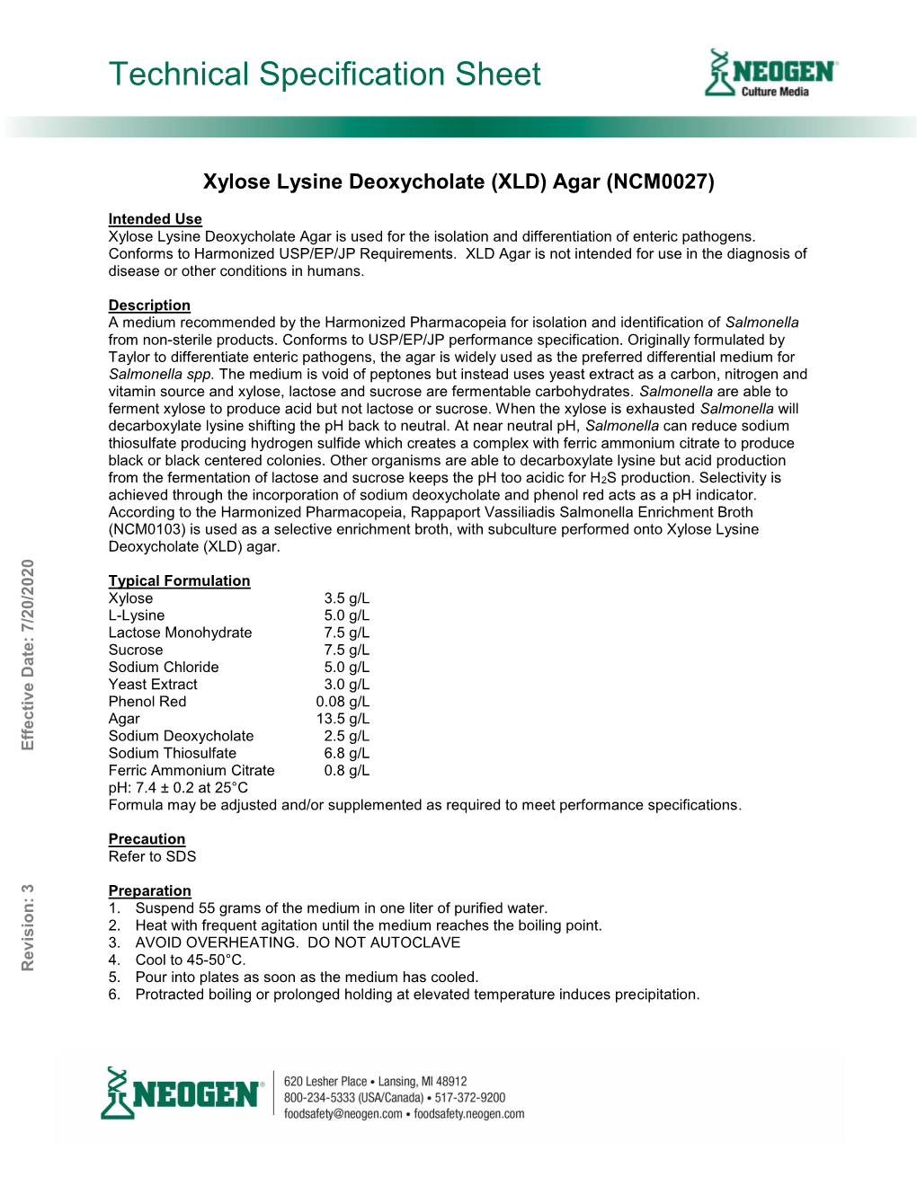 Xylose Lysine Deoxycholate (XLD) Agar (NCM0027)