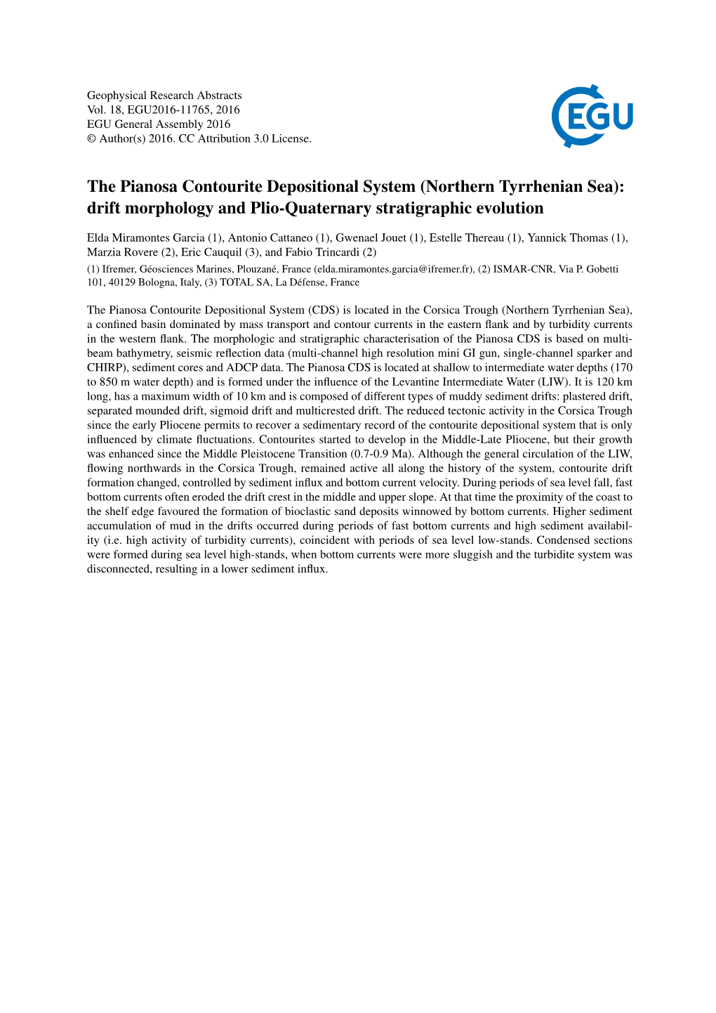 The Pianosa Contourite Depositional System (Northern Tyrrhenian Sea): Drift Morphology and Plio-Quaternary Stratigraphic Evolution