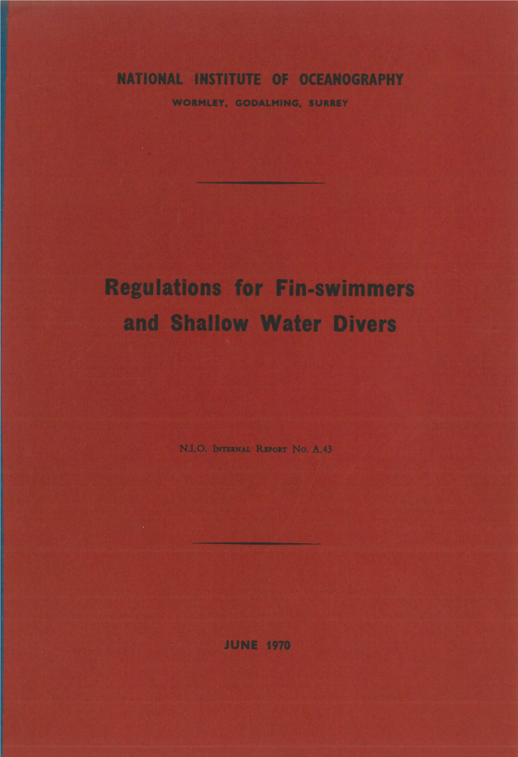 Regulations for Fin-Swimmers and Shallow Water Divers