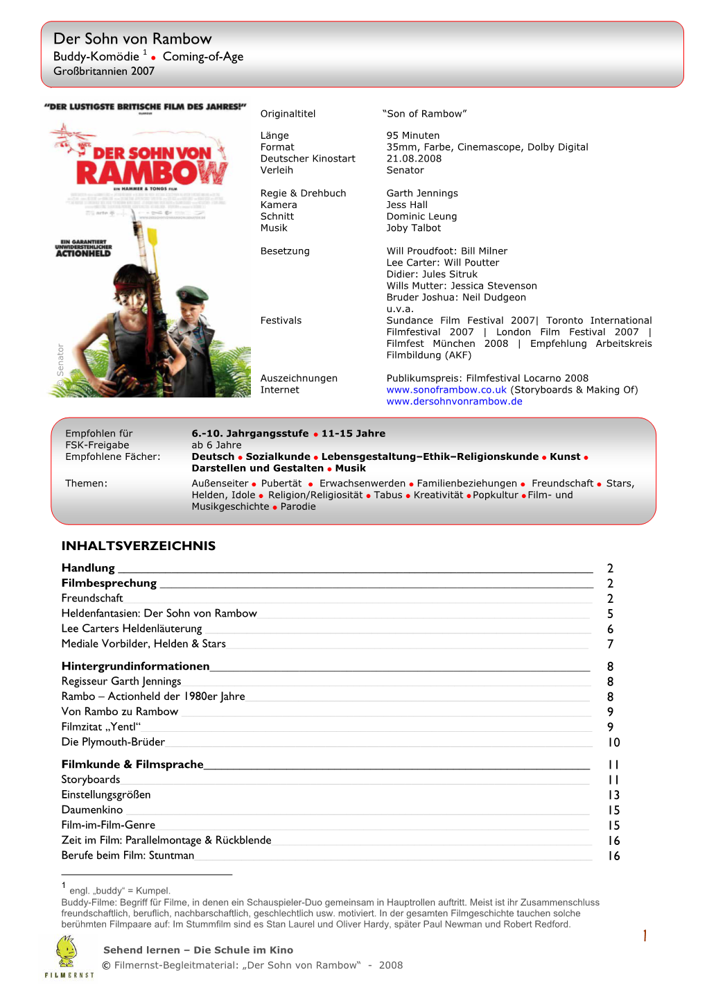 Der Sohn Von Rambow – Filmbegleitmaterial