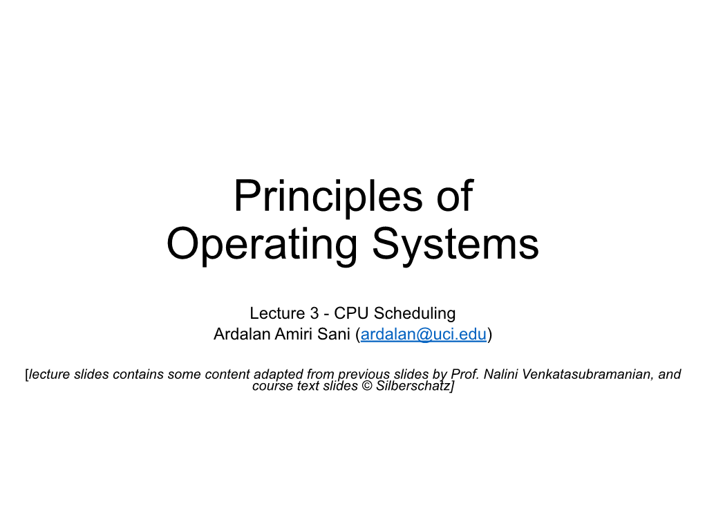 Principles of Operating Systems