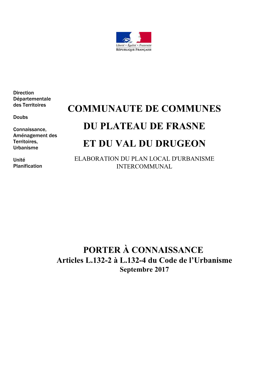 Communaute De Communes Du Plateau De Frasne Et Du Val Du Drugeon