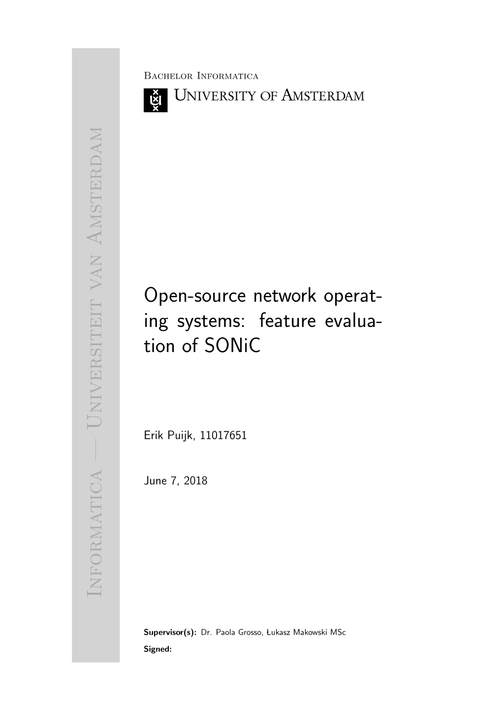 Open-Source Network Operating Systems: Feature Evaluation of Sonic