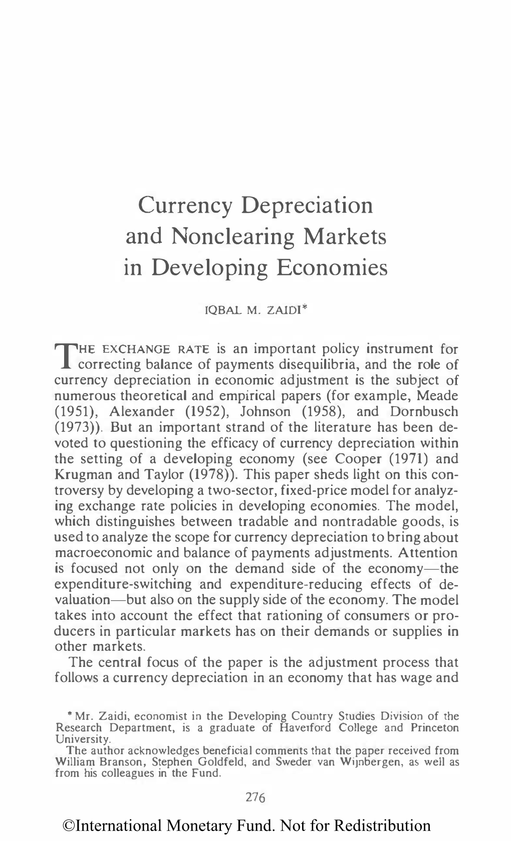 Currency Depreciation and Nonclearing Markets in Developing Economies