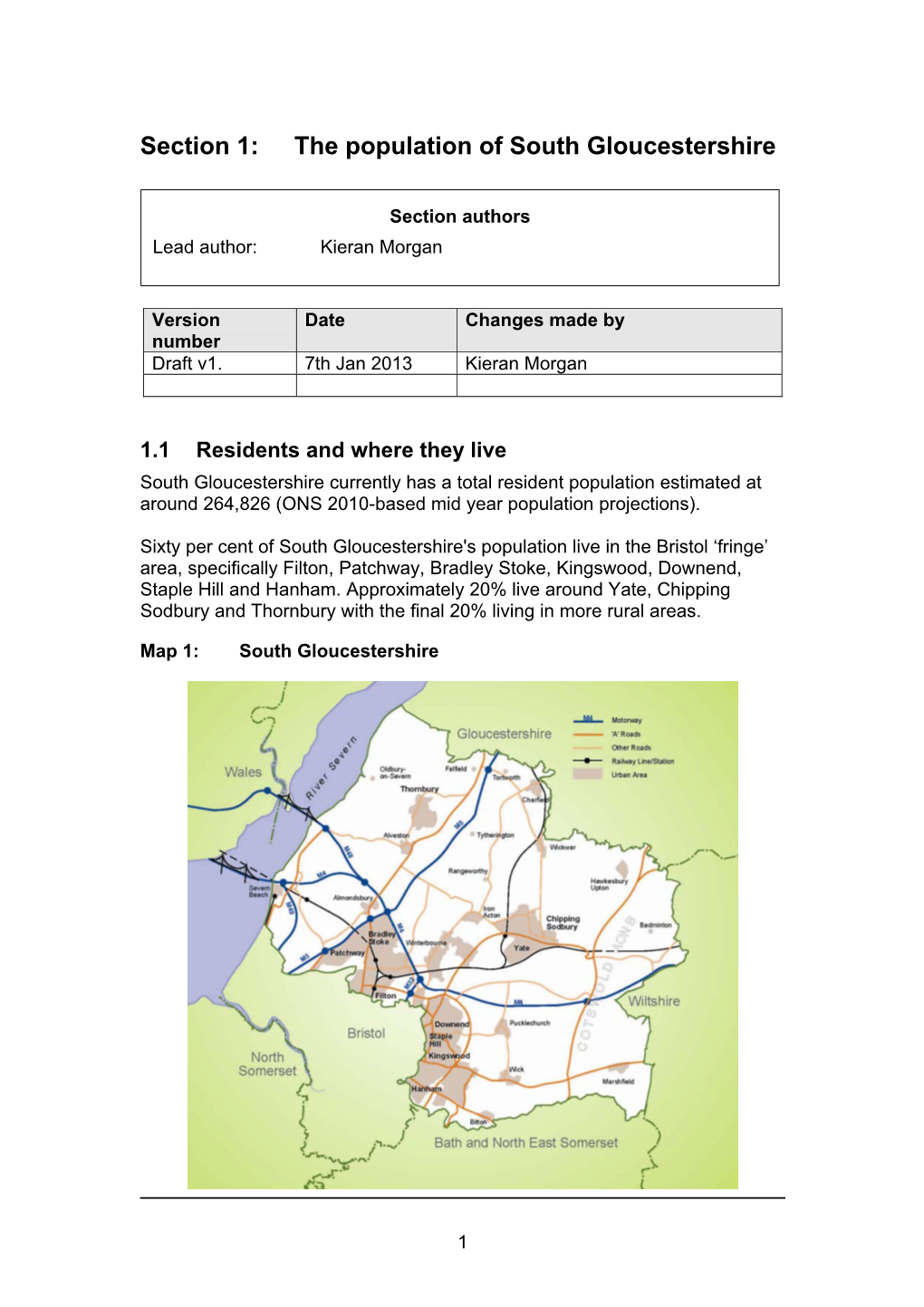 Section 1: the Population of South Gloucestershire