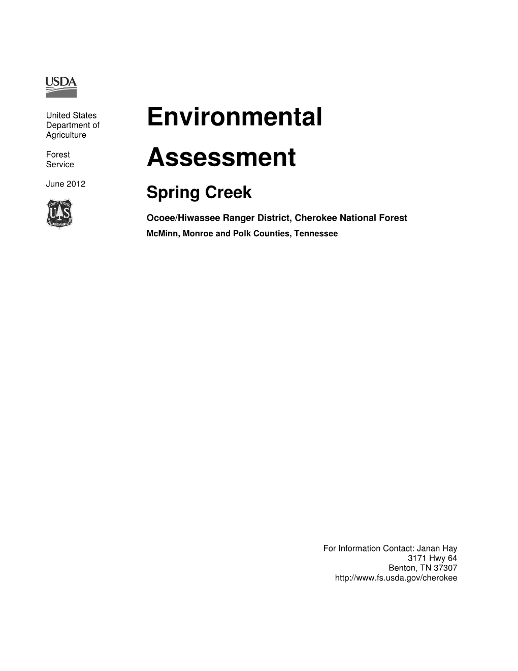 Environmental Assessment Spring Creek