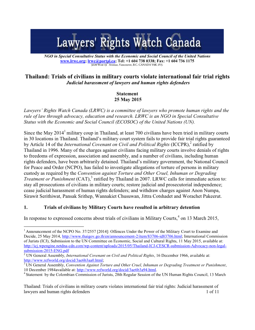 Lawyers' Rights Watch Canada