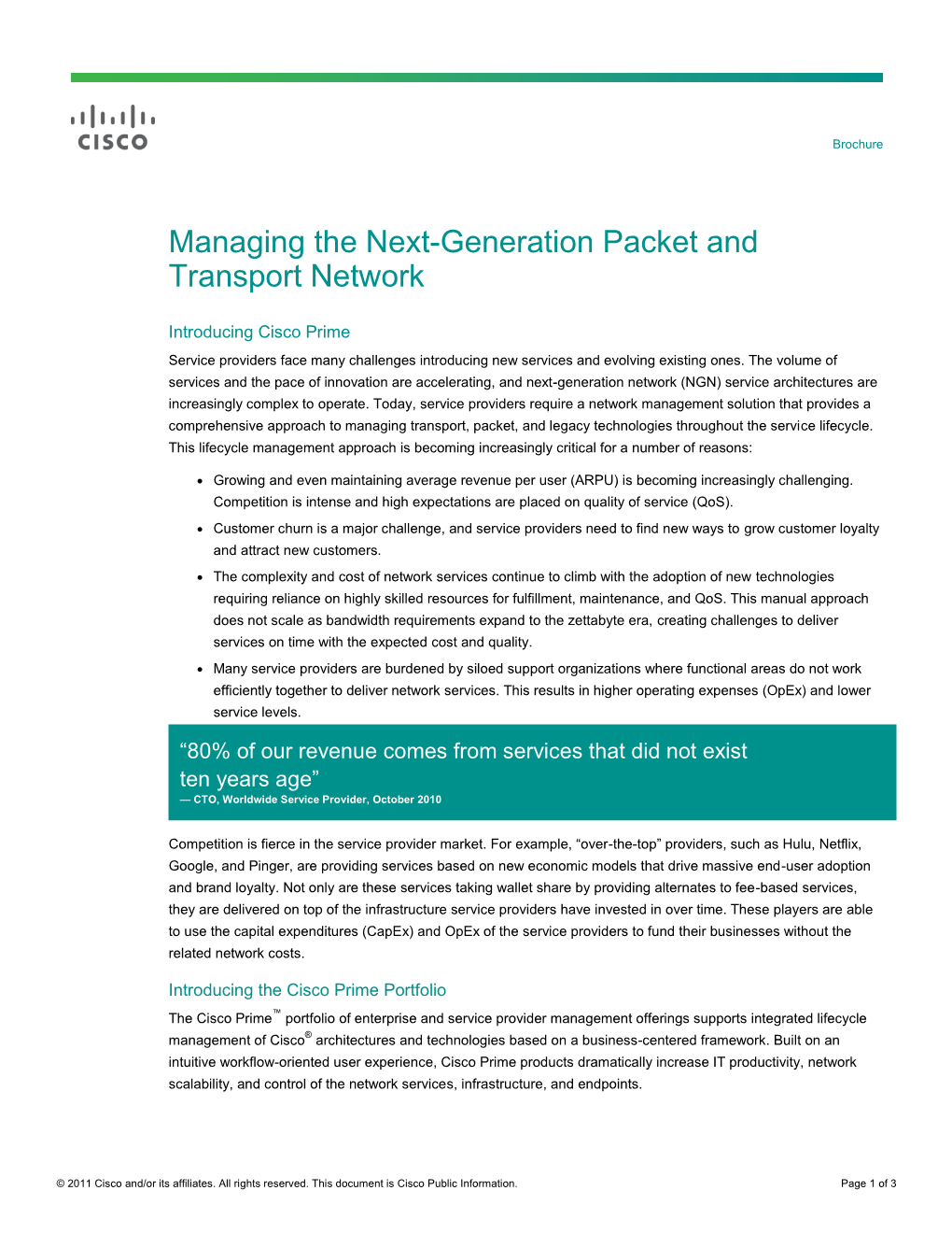 Managing the Next-Generation Packet and Transport Network