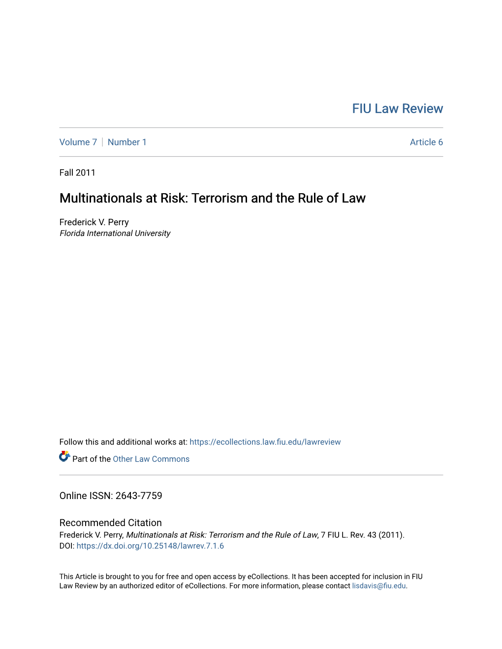 Terrorism and the Rule of Law