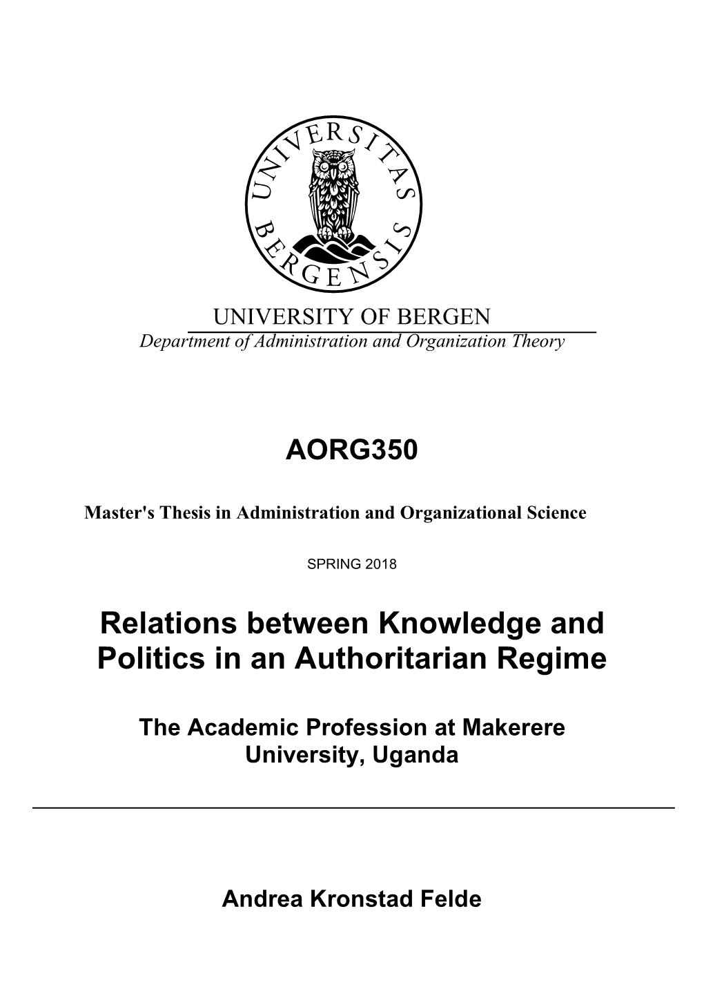 Master Thesis, As the Topic and Focus of the Two Studies Are Closely Related