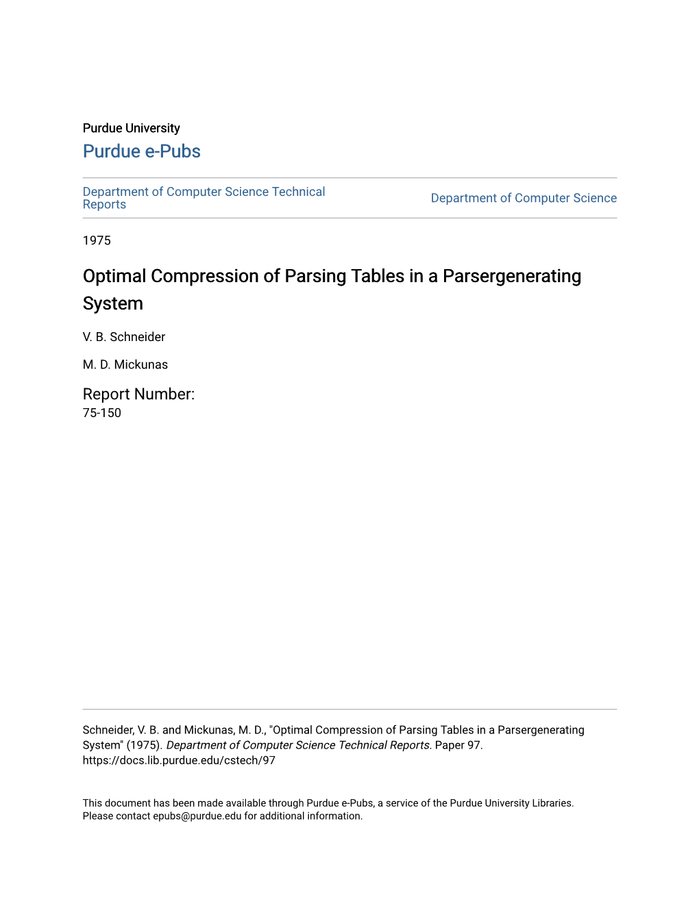 Optimal Compression of Parsing Tables in a Parsergenerating System