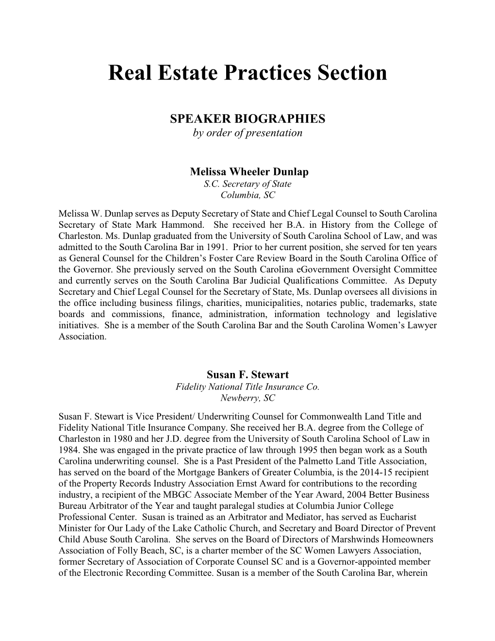 Real Estate Practices Section