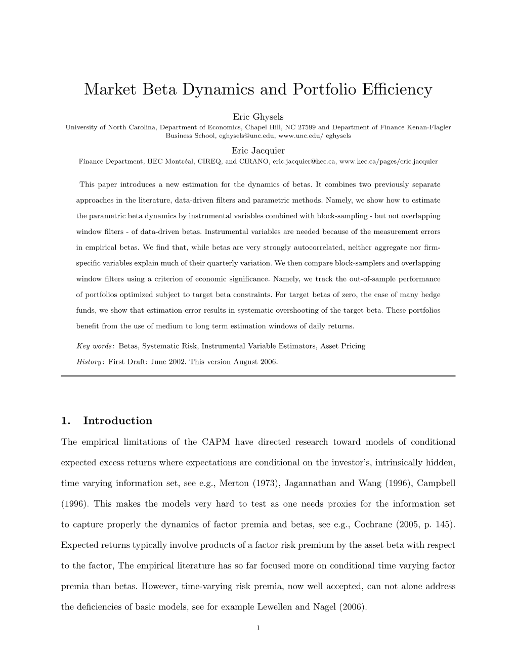 Market Beta Dynamics and Portfolio Efficiency