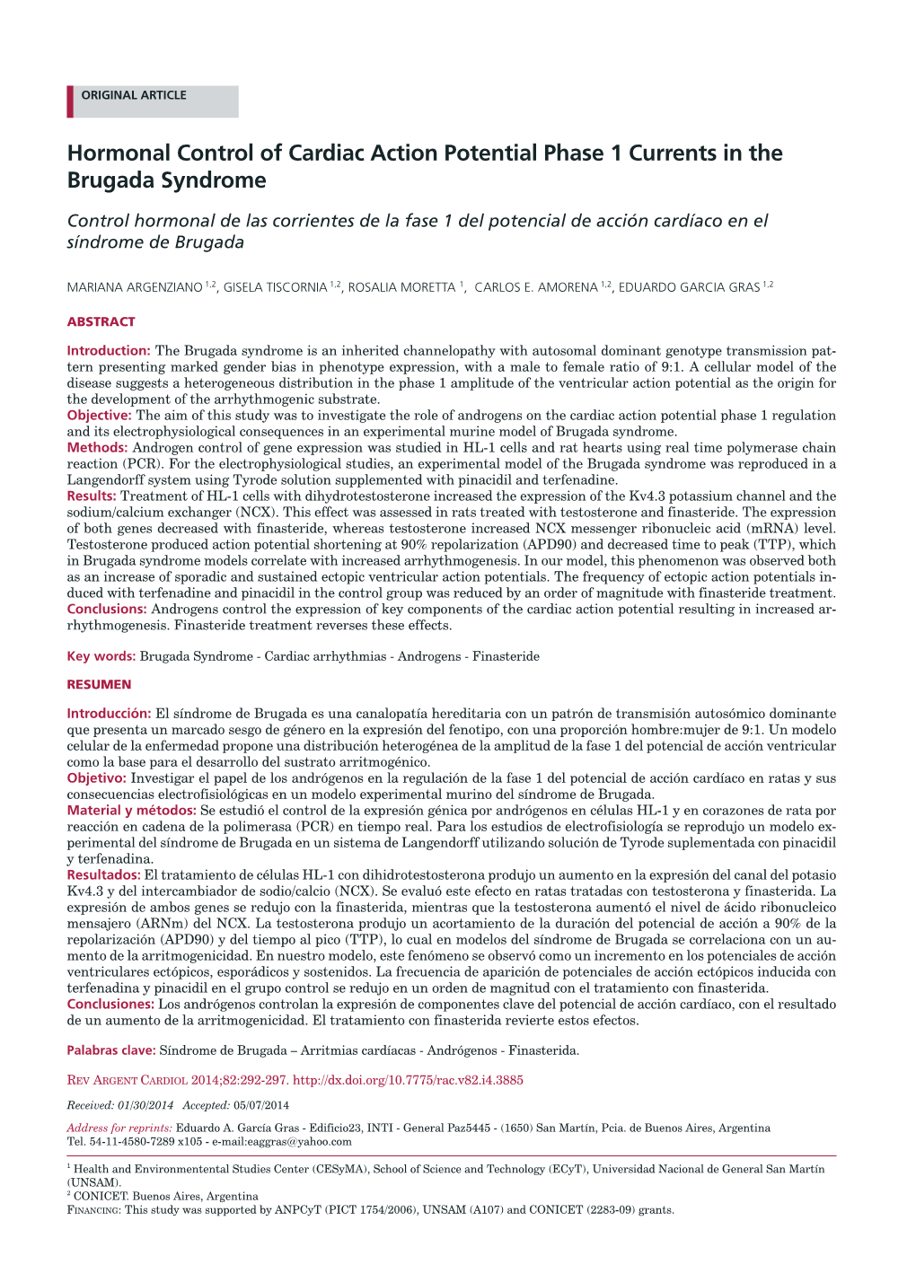 Hormonal Control of Cardiac Action Potential Phase 1 Currents in the Brugada Syndrome