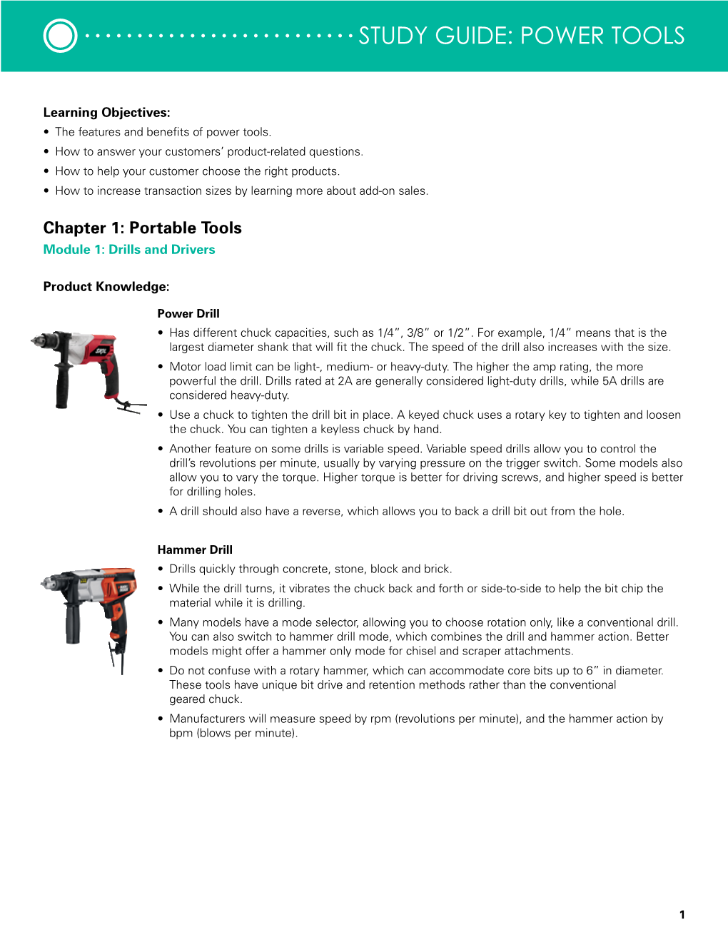 Study Guide: Power Tools