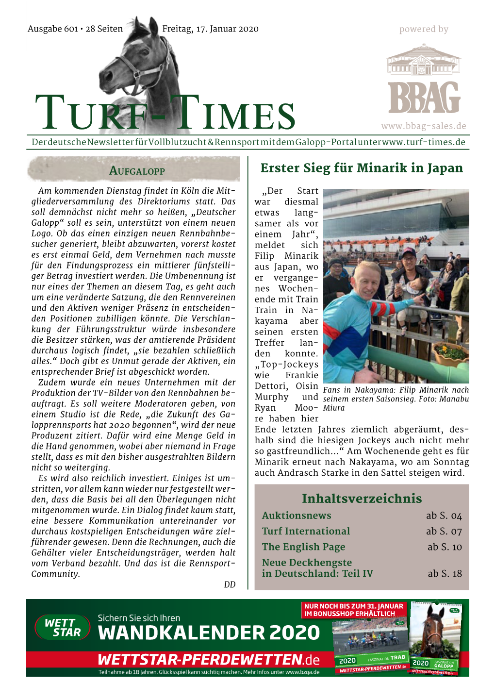 Turf-Times Der Deutsche Newsletter Für Vollblutzucht & Rennsport Mit Dem Galopp-Portal Unter