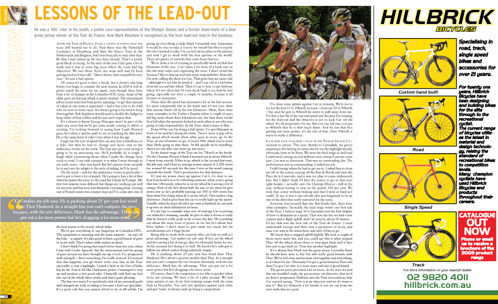 Lessons of the Lead-Out Mark Renshaw RIDE