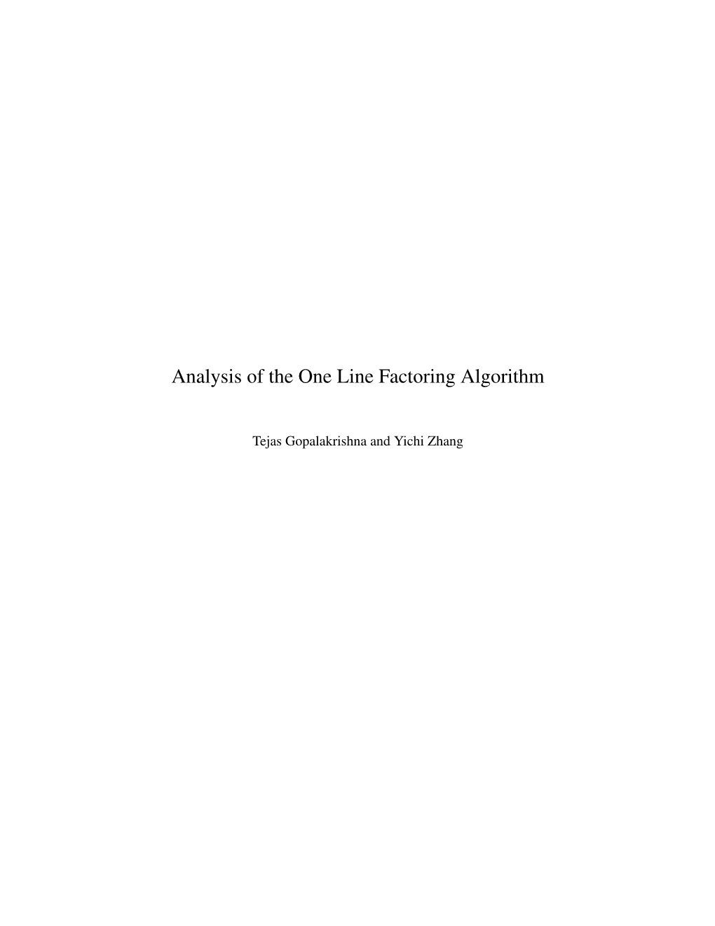 Analysis of the One Line Factoring Algorithm