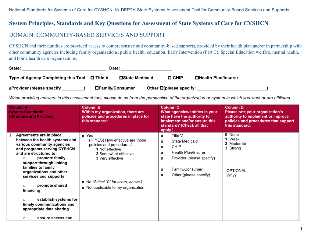 Standards for Systems of Care for Children and Youth with Special Health Care Needs