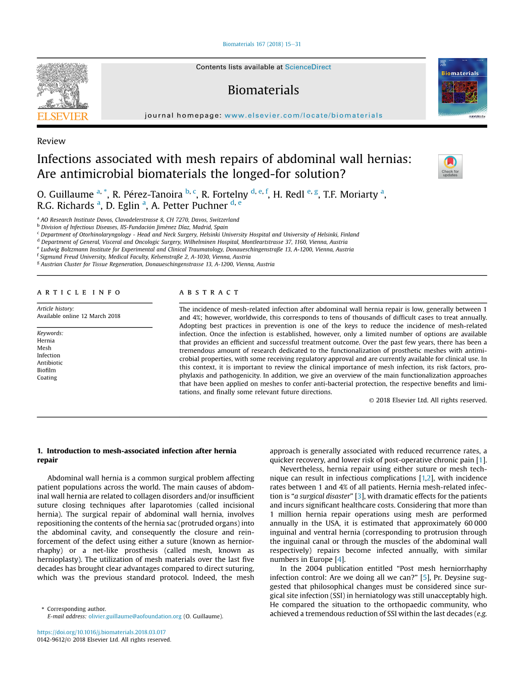 Infections Associated with Mesh Repairs of Abdominal Wall Hernias: Are Antimicrobial Biomaterials the Longed-For Solution?