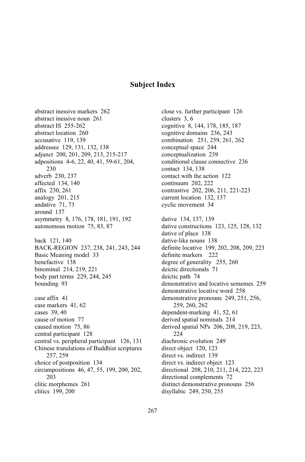 Subject Index