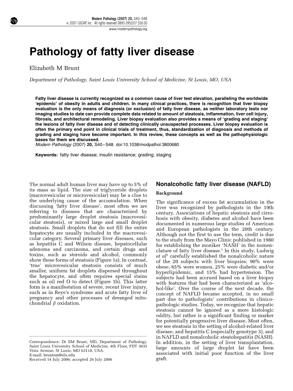 Pathology of Fatty Liver Disease