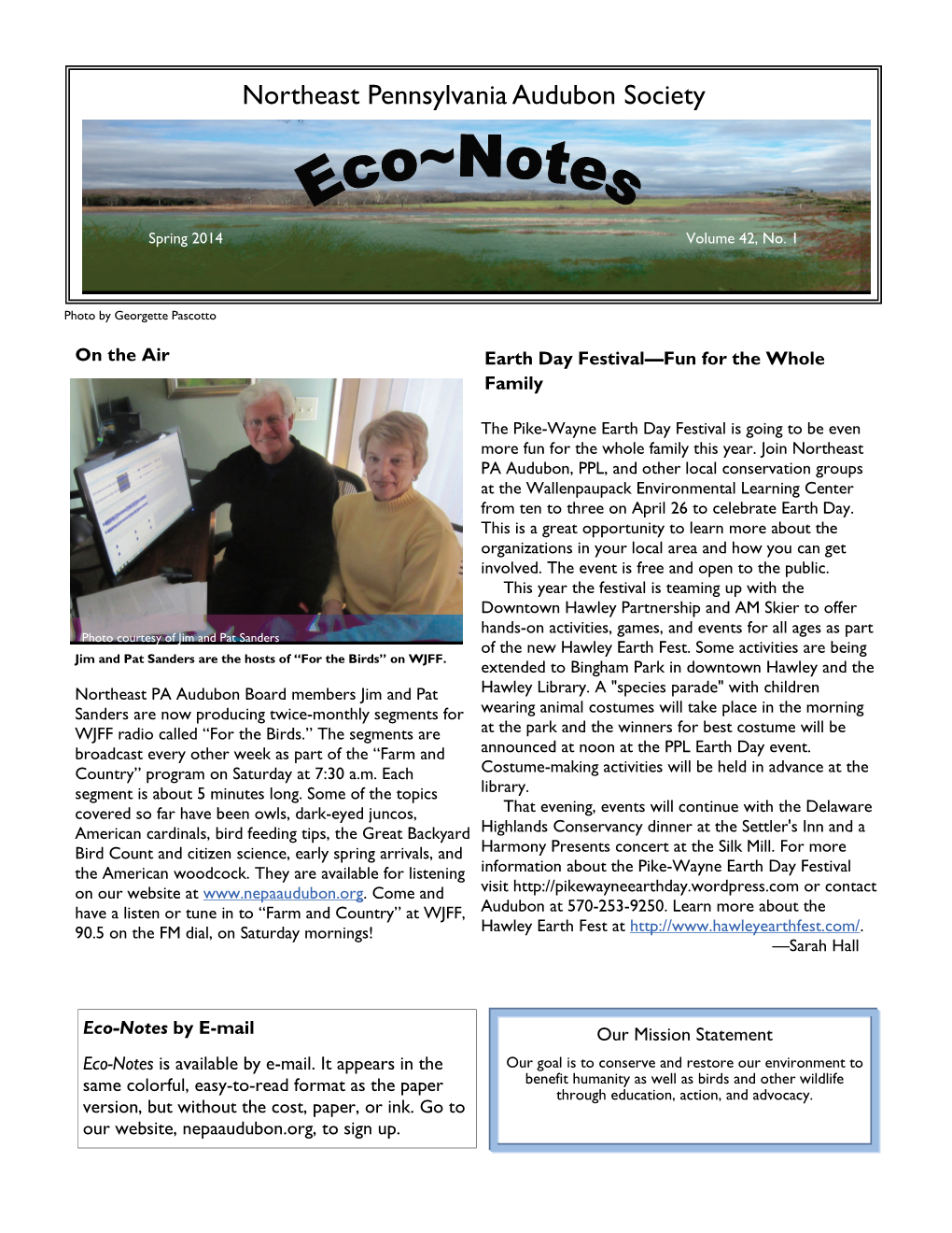 Eco-Notes by E-Mail Our Mission Statement Eco-Notes Is Available by E-Mail
