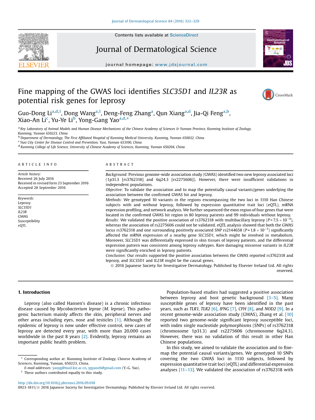 Fine Mapping of the GWAS Loci Identifies SLC35D1 and IL23R As