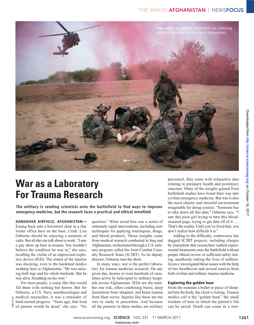 The War in Afghanistan: War As a Labortory for Trauma Research
