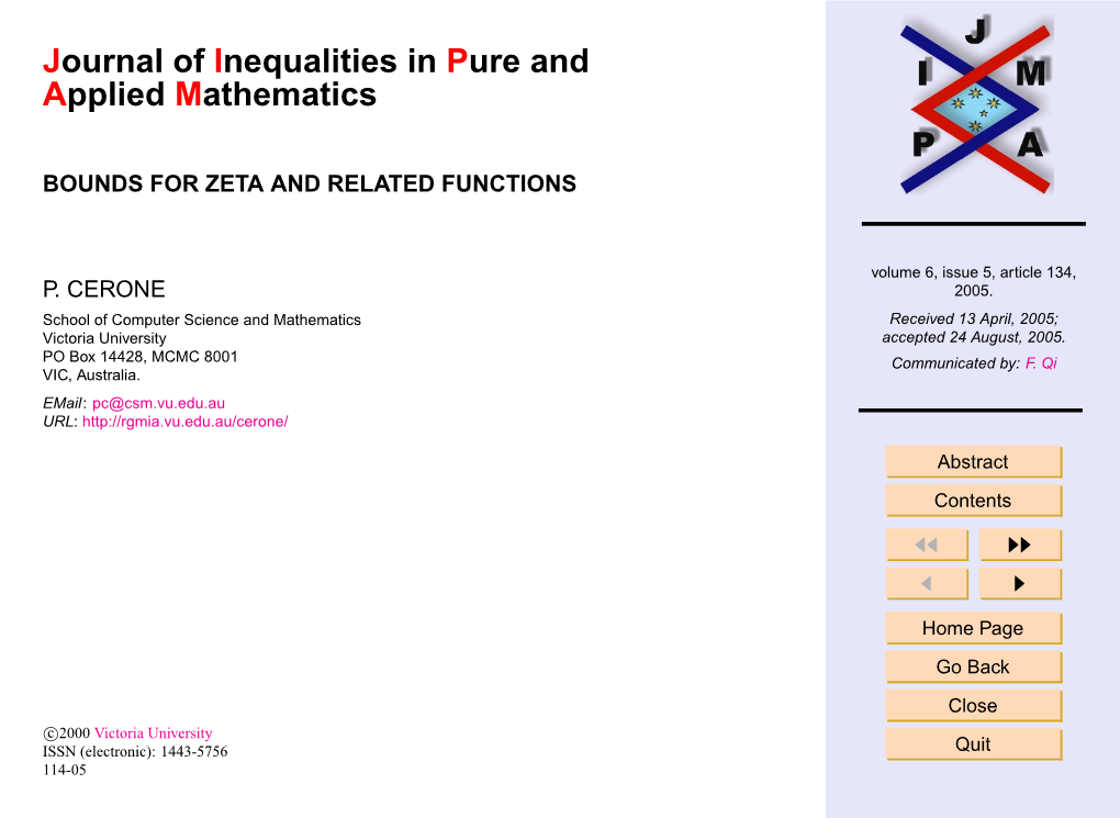 Bounds for Zeta and Related Functions