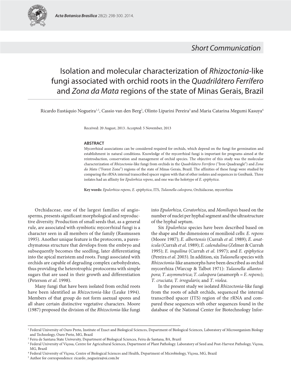 Isolation and Molecular Characterization of Rhizoctonia-Like