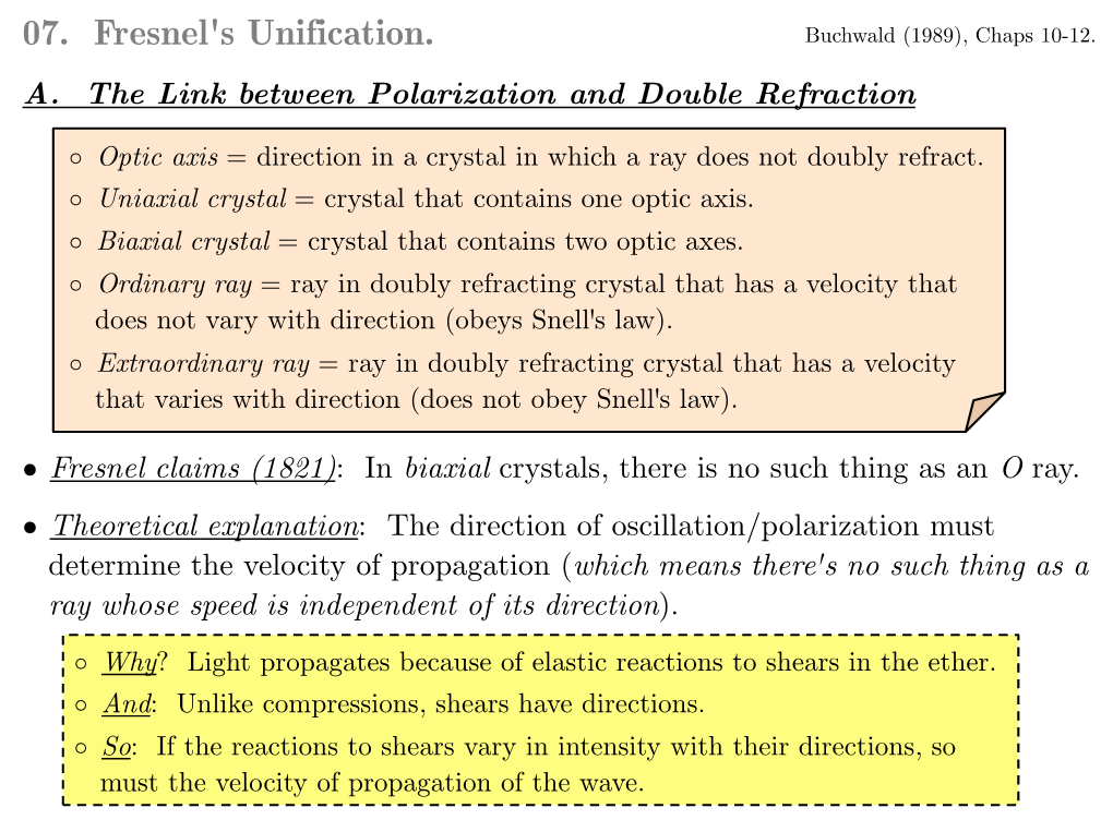 07. Fresnel's Unification. Buchwald (1989), Chaps 10-12