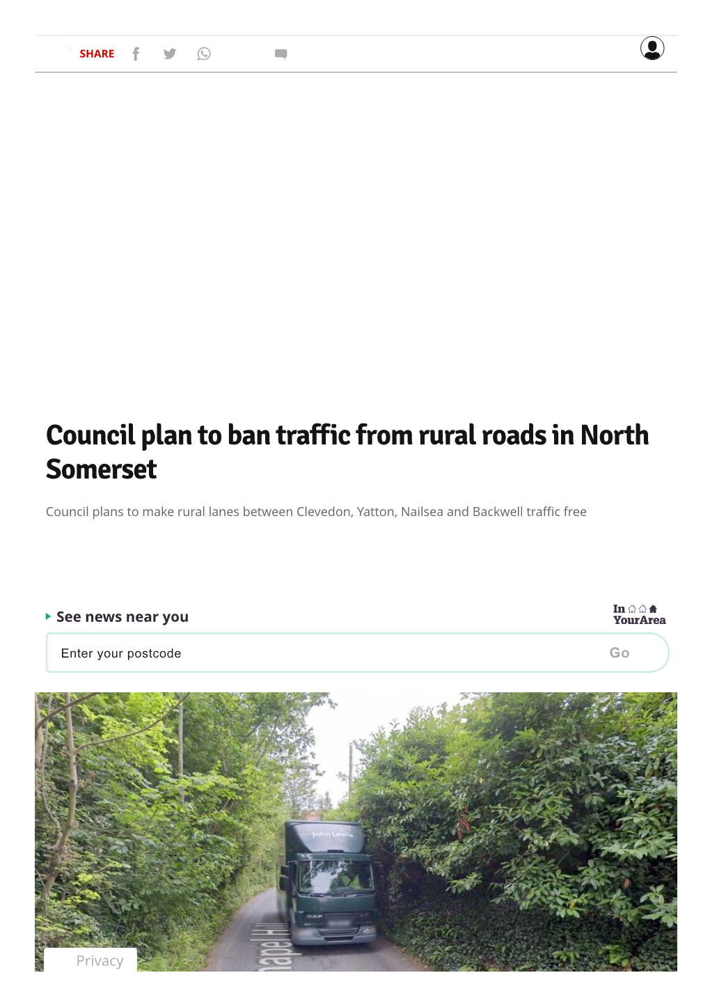 Council Plan to Ban Traffic from Rural Roads in North Somerset