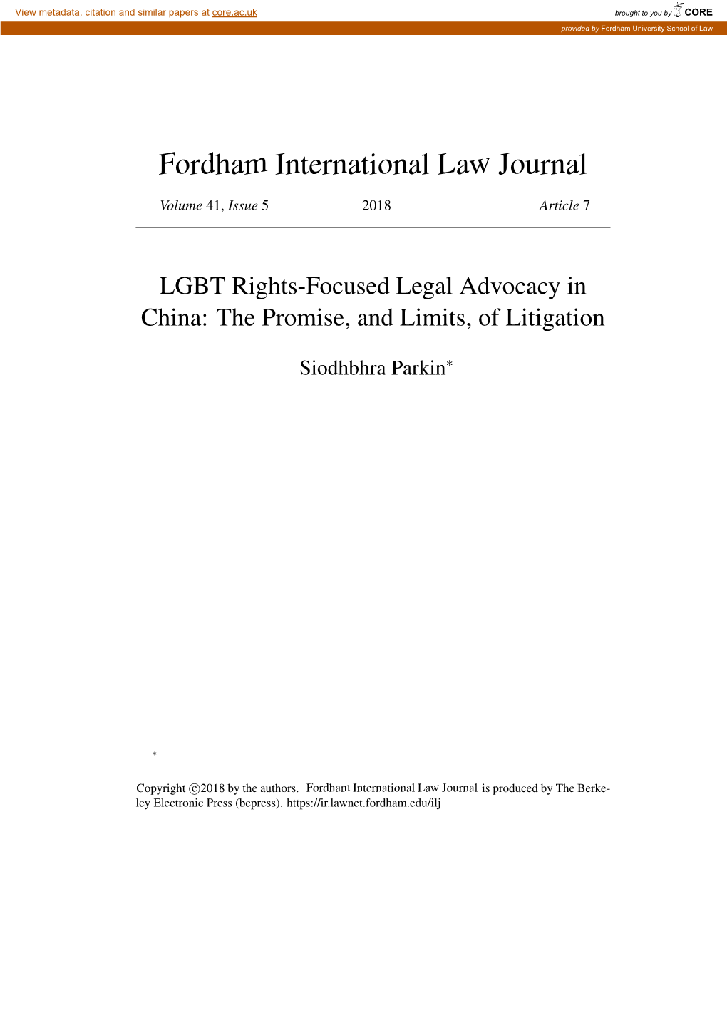 LGBT Rights-Focused Legal Advocacy in China: the Promise, and Limits, of Litigation