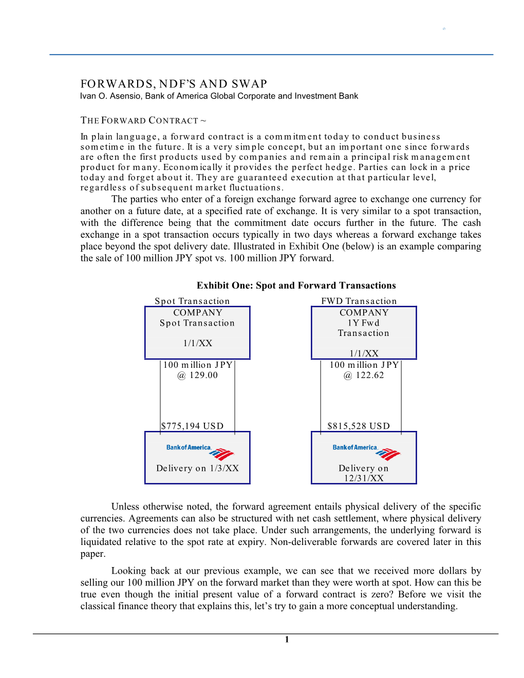 Forwards, Ndf's and Swap