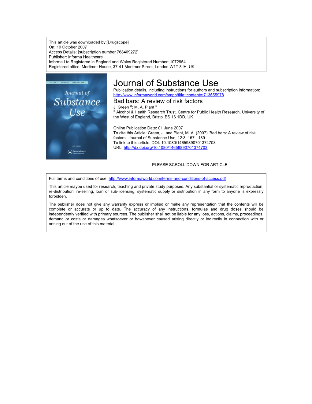 Journal of Substance