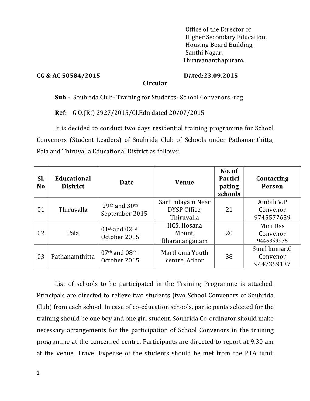 Office of the Director of Higher Secondary Education, Housing Board Building, Santhi Nagar, Thiruvananthapuram