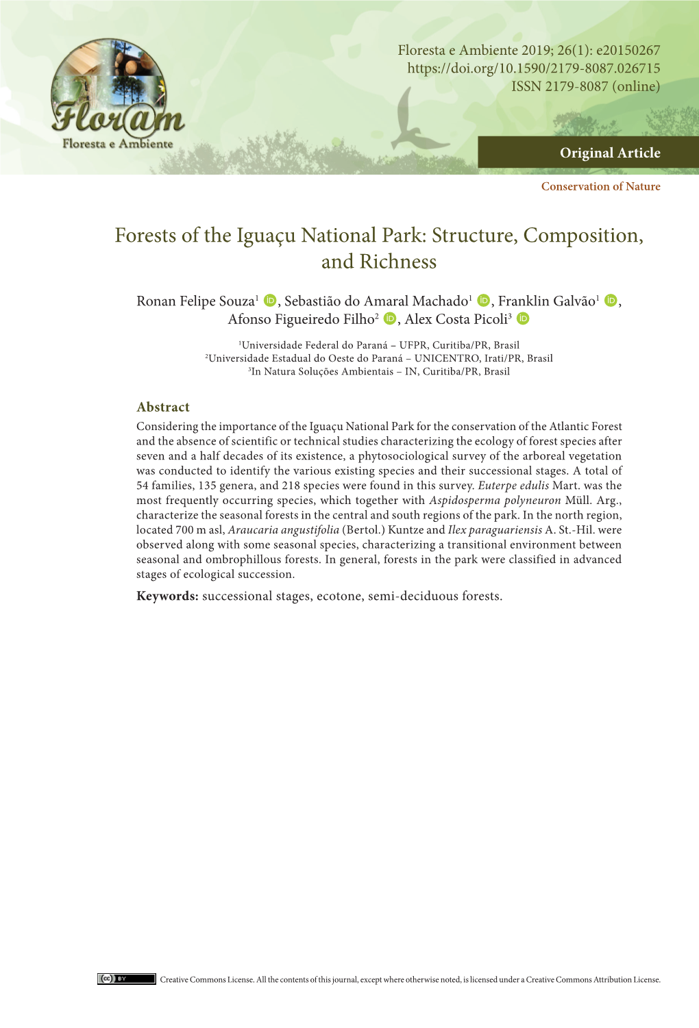 Forests of the Iguaçu National Park: Structure, Composition, and Richness