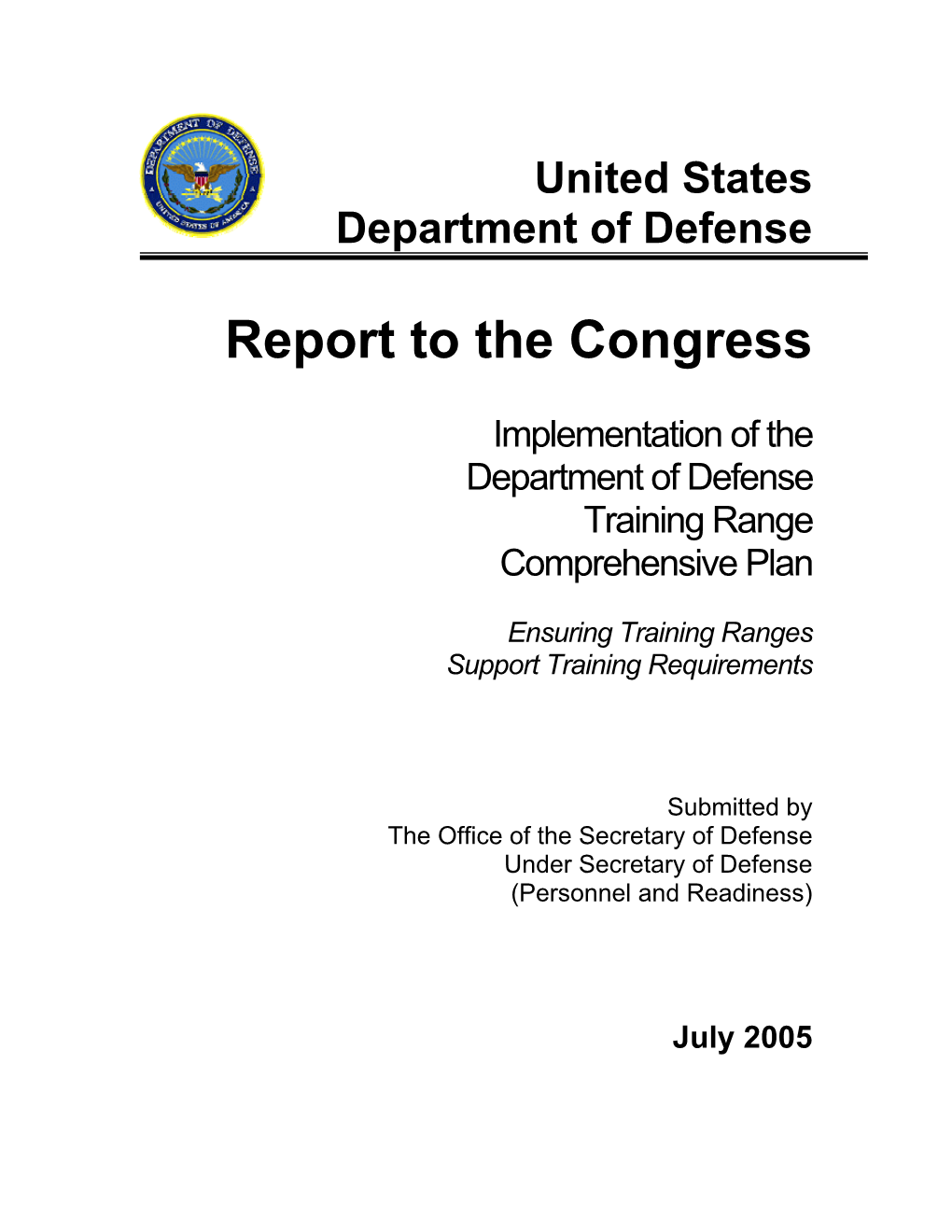 Sustainable Ranges 2005 Report to Congress