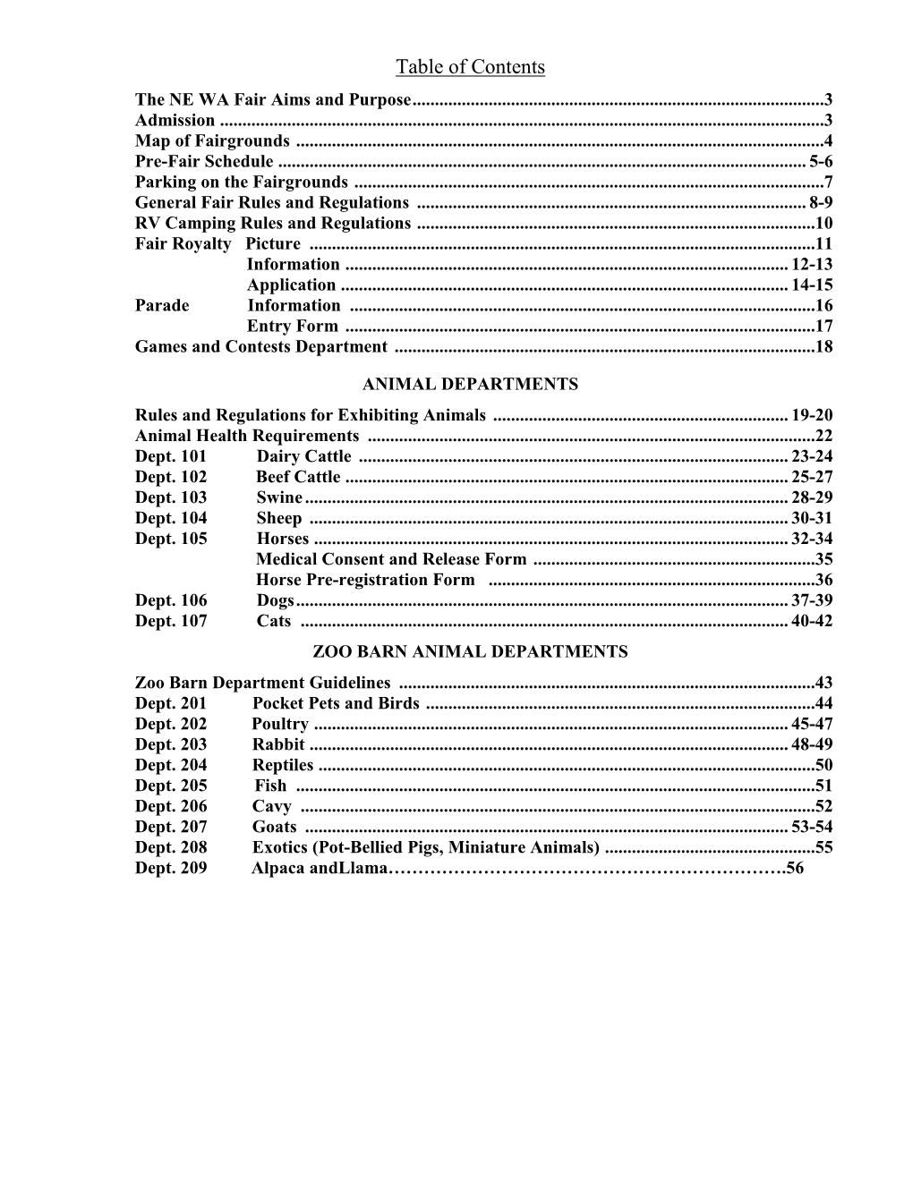 Table of Contents