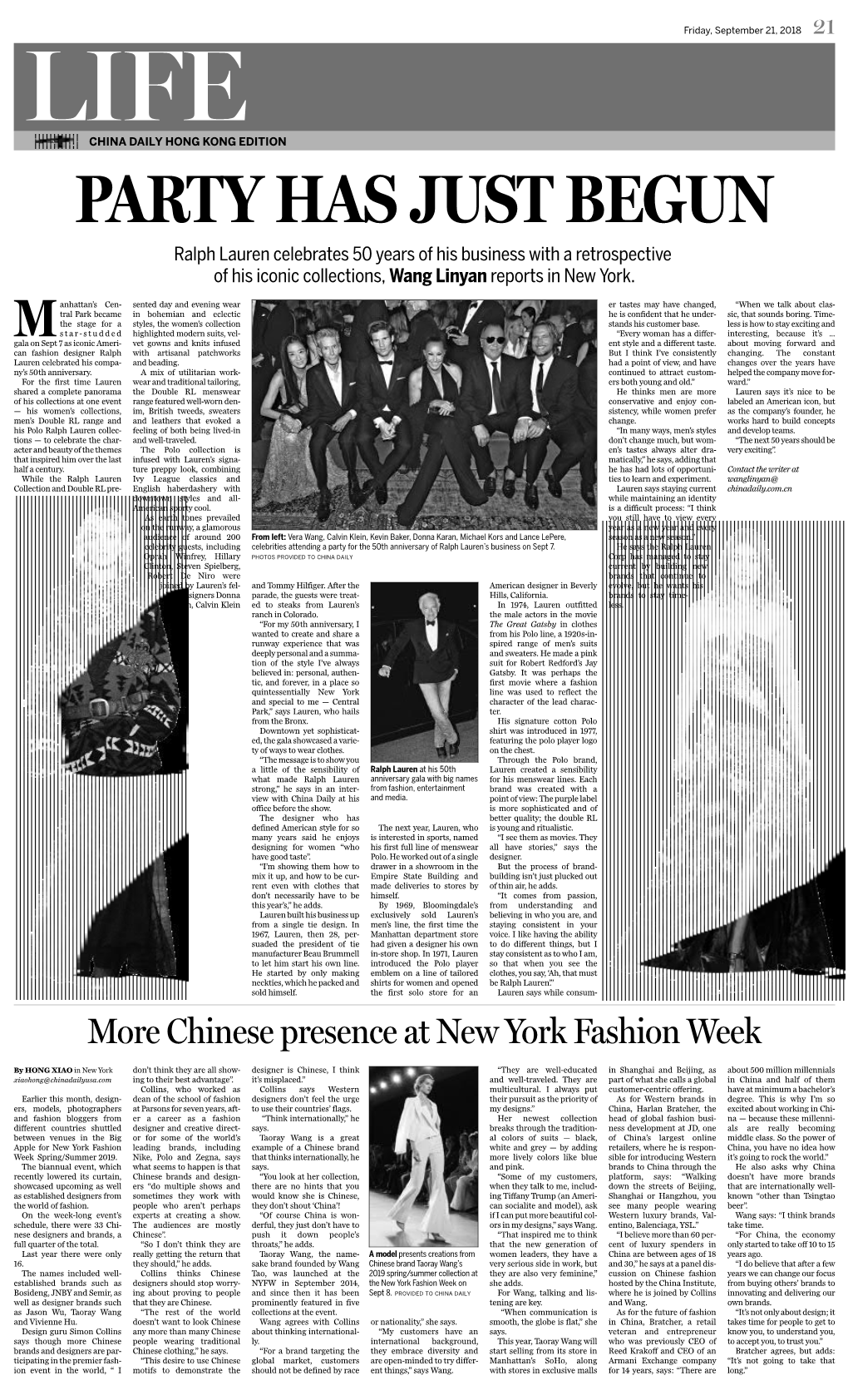 Chinese Presence at New York Fashion Week