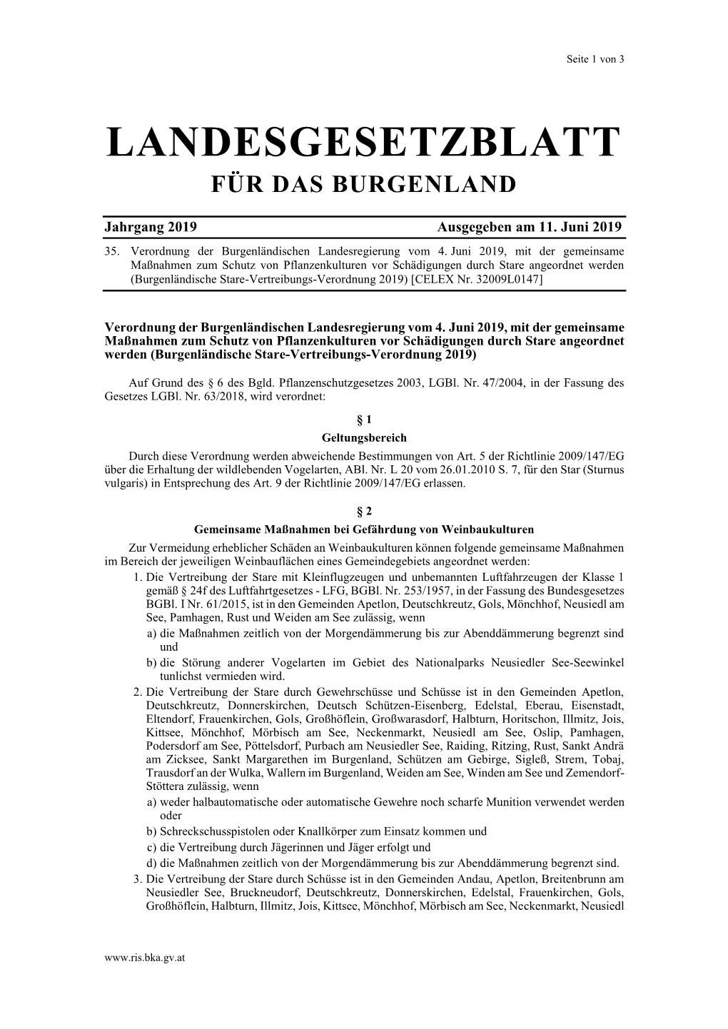 Landesgesetzblatt Für Das Burgenland