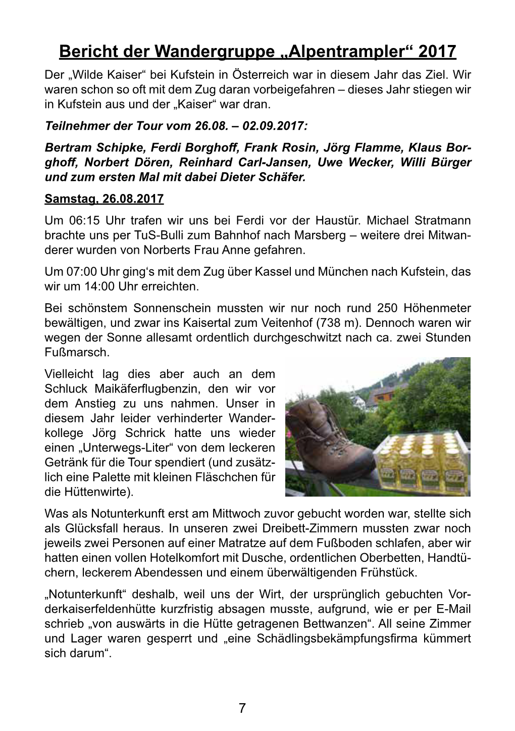 Bericht Der Wandergruppe „Alpentrampler“ 2017 Der „Wilde Kaiser“ Bei Kufstein in Österreich War in Diesem Jahr Das Ziel