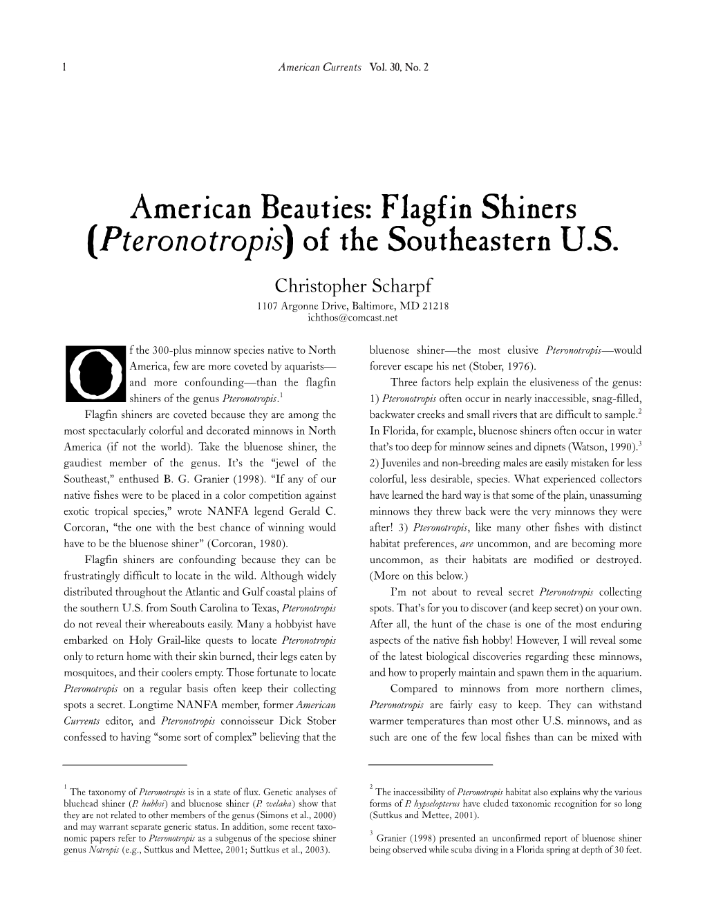 Pteronotropis) of the Southeastern U.S