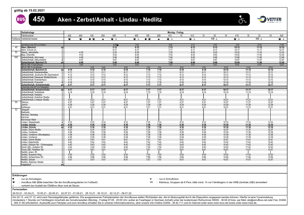 Aken - Zerbst/Anhalt - Lindau - Nedlitz R