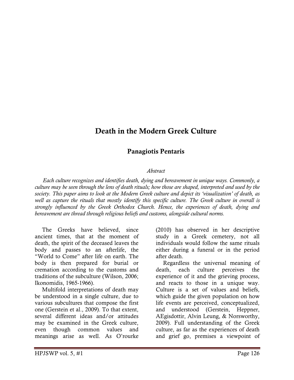 Death in the Modern Greek Culture