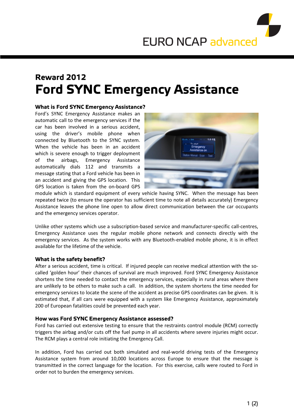 Ford SYNC Emergency Assistance